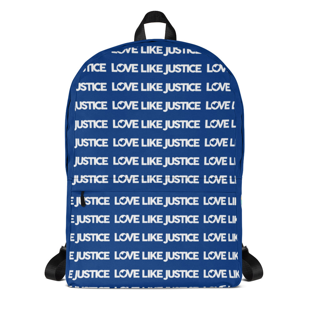 Love Like Justice Blue Backpack