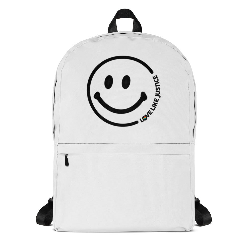 LLJ Smiley Face White Backpack