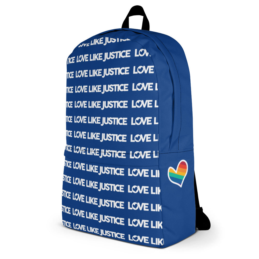 Love Like Justice Blue Backpack