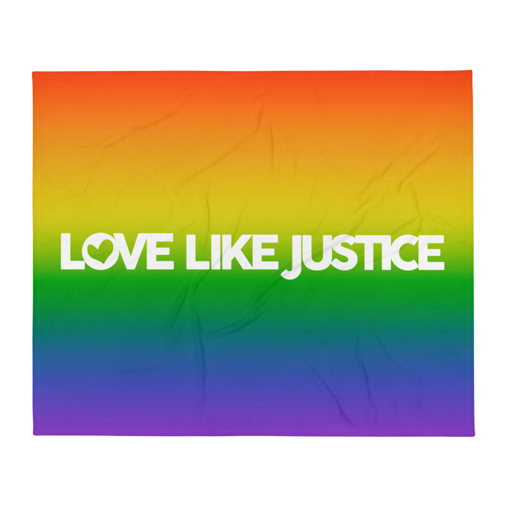 Love Like Justice Rainbow Throw Blanket